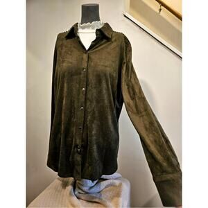 Supply & Demand Shirt Womens M Brown Faux Suede Button Down Modern Streetwear